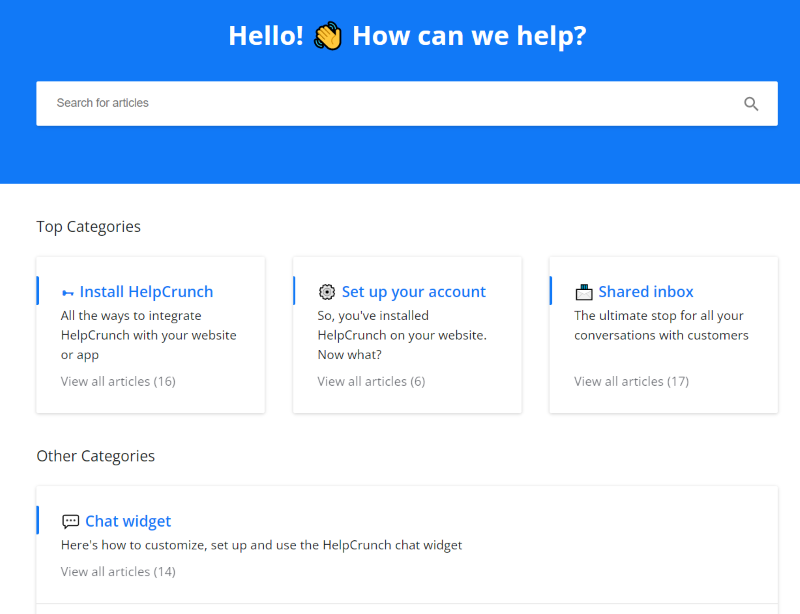 HelpCrunch knowledge base