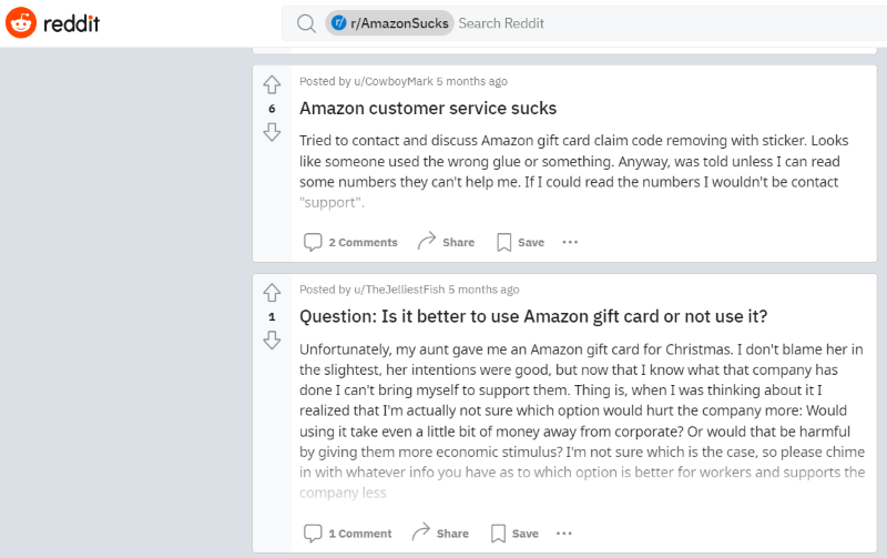 Here is an example of the feedback on Amazon