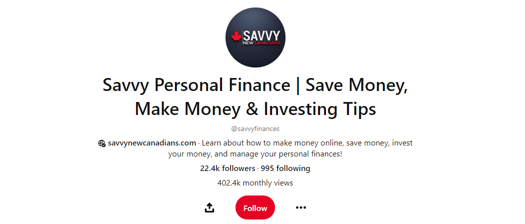 Good example of a Pinterest business profile