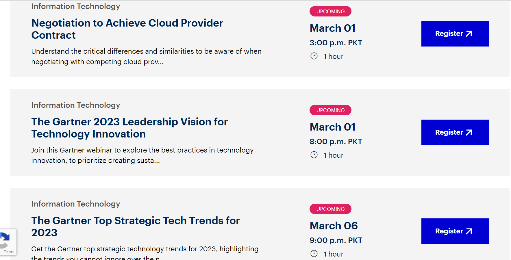 Alternatively, you can design a page and list down all upcoming webinars like this