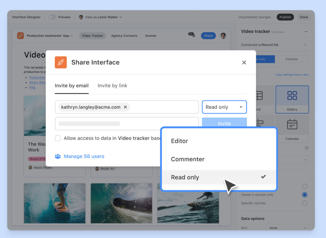 You can set permissions accordingly (editor, commenter, or read-only) to ensure that the right people get involved with the right project