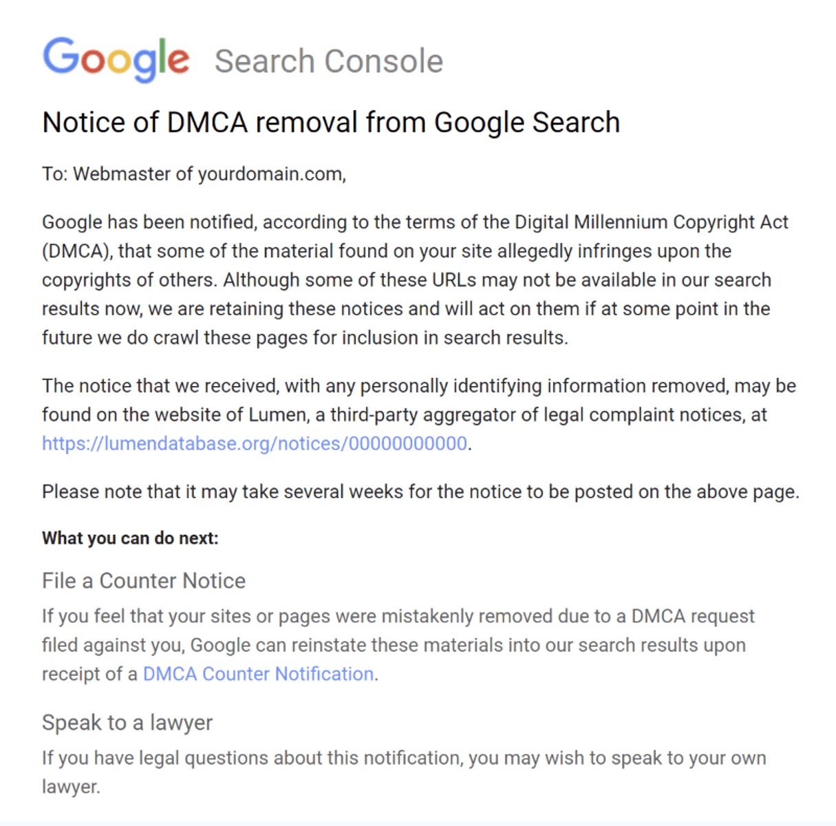 What is the DMCA? Notice of DMCA removal from Google Search
