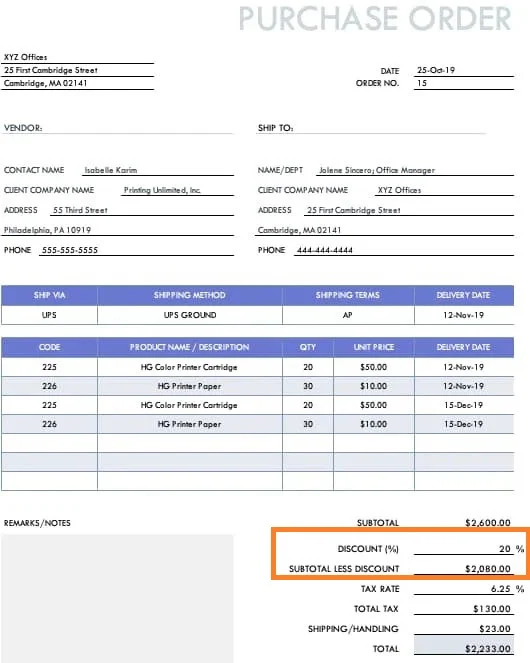 purchase order example 3