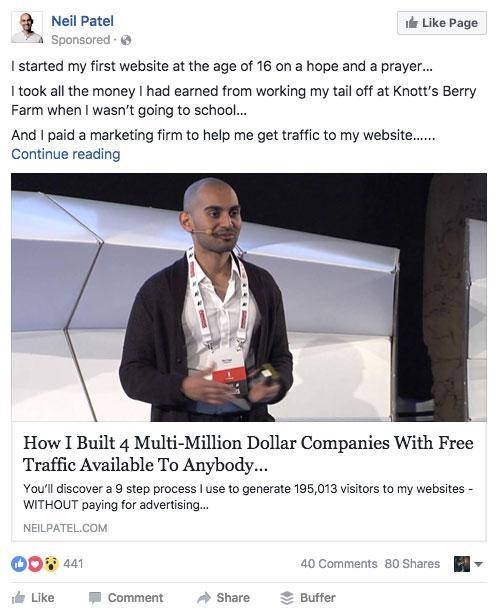 Here’s an example from Neil Patel