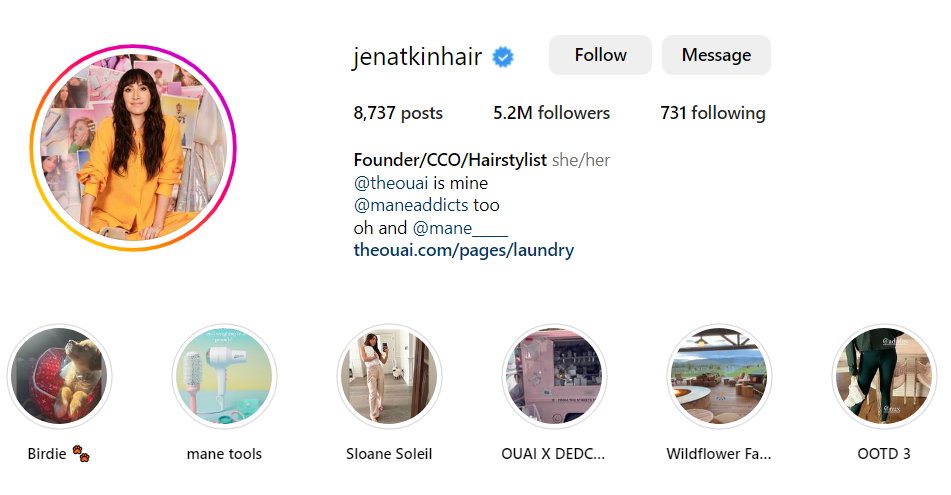 yYou can include your dedicated website field in your bio