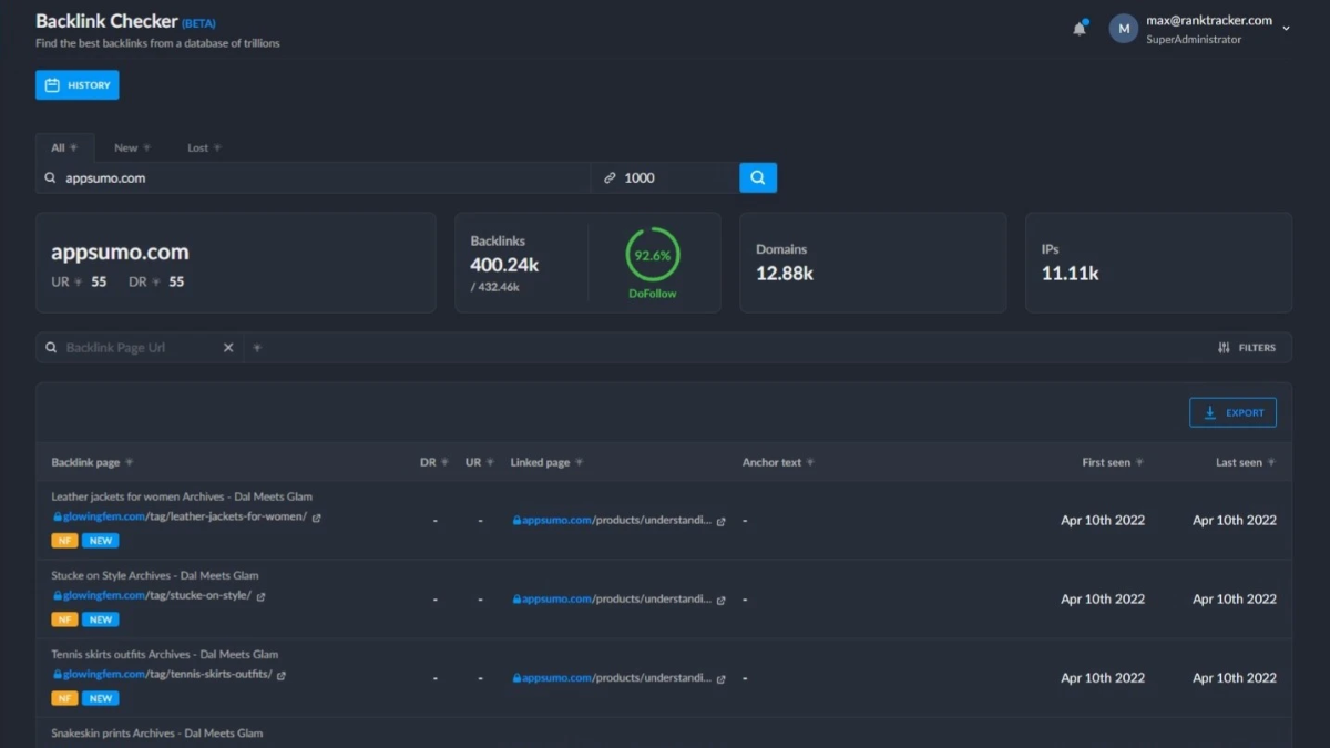 Backlink checker