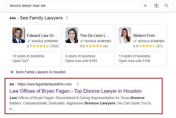 SERP: divorce lawyer near me