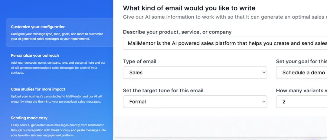 What kind of email would you like to write