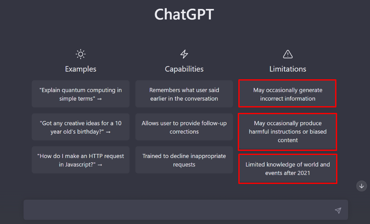 Limitations of ChatGPT