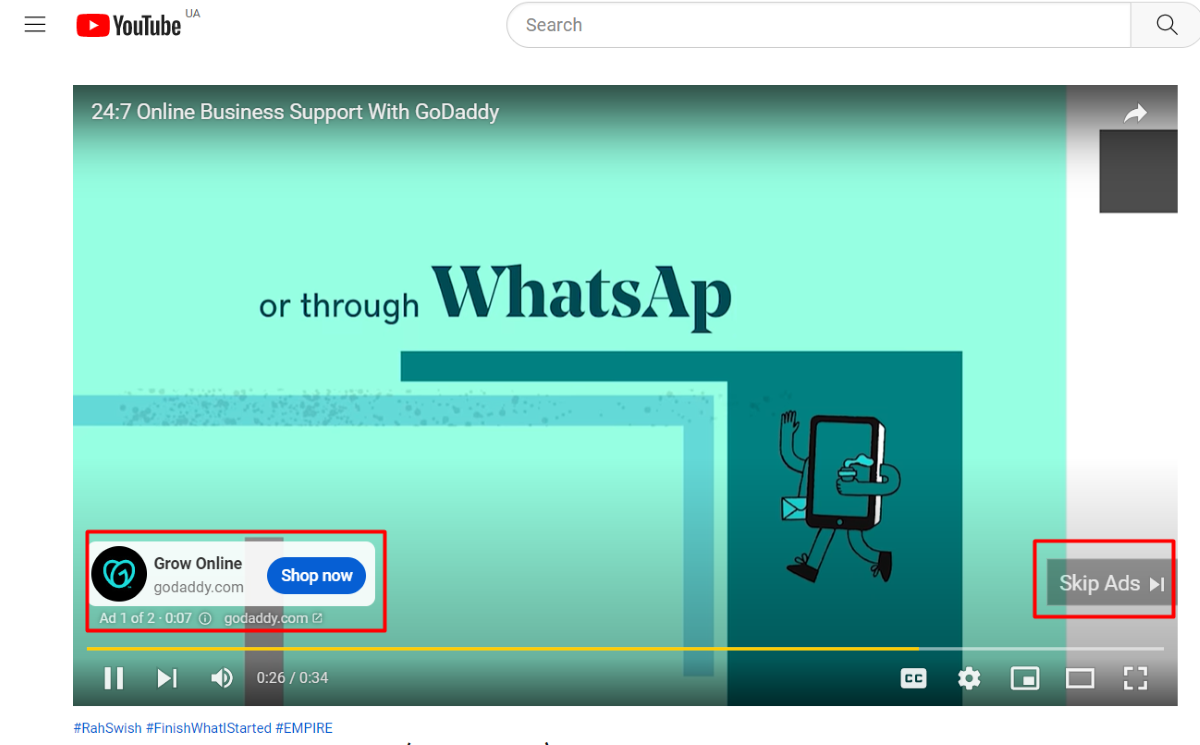 advertising on YouTube