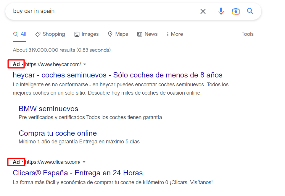 Google search ads
