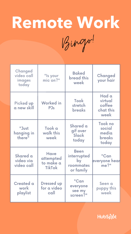 Remote Work Bingo