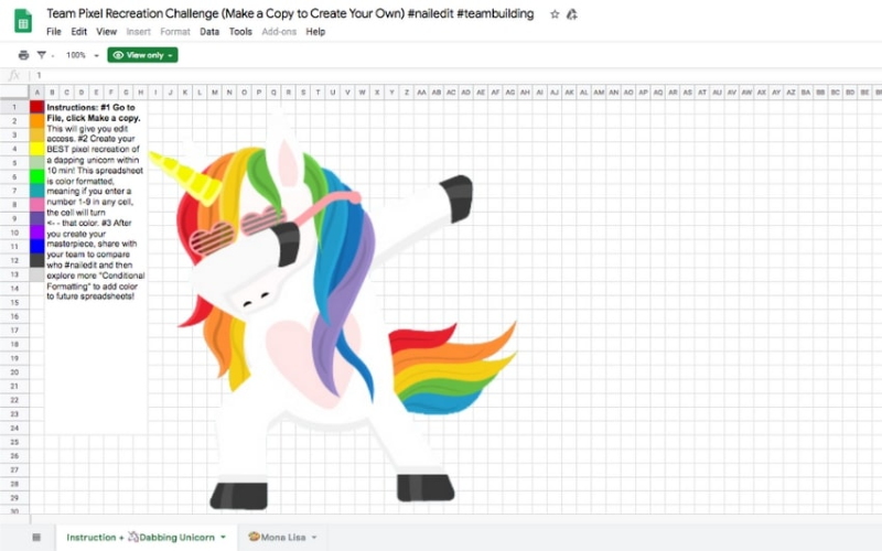 SpreadSheet Pixel Art Activity