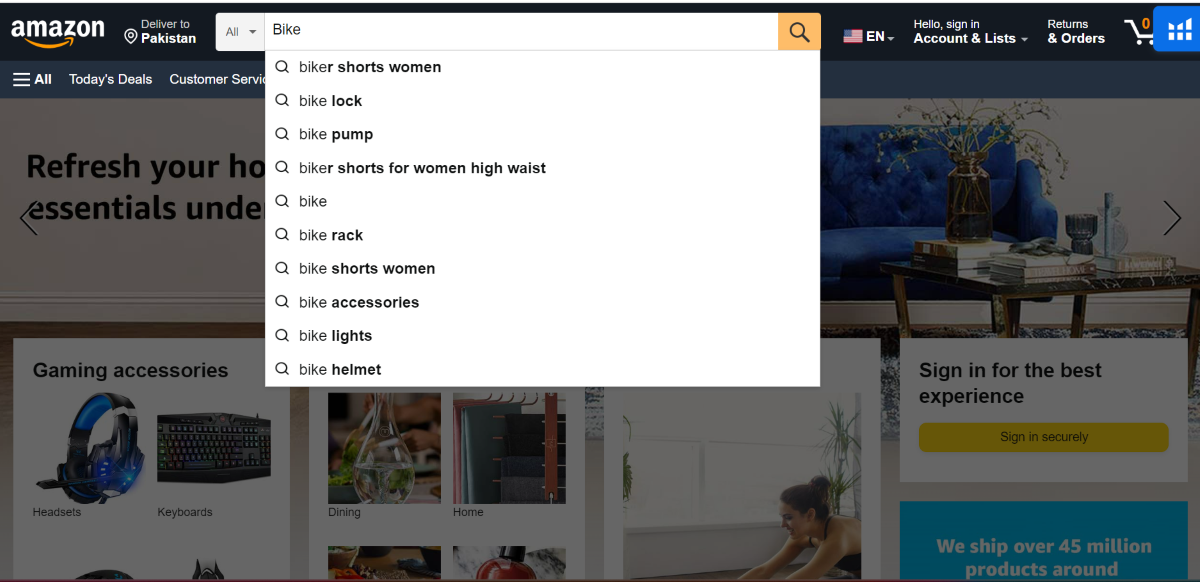 Amazon’s Auto Complete Suggestions