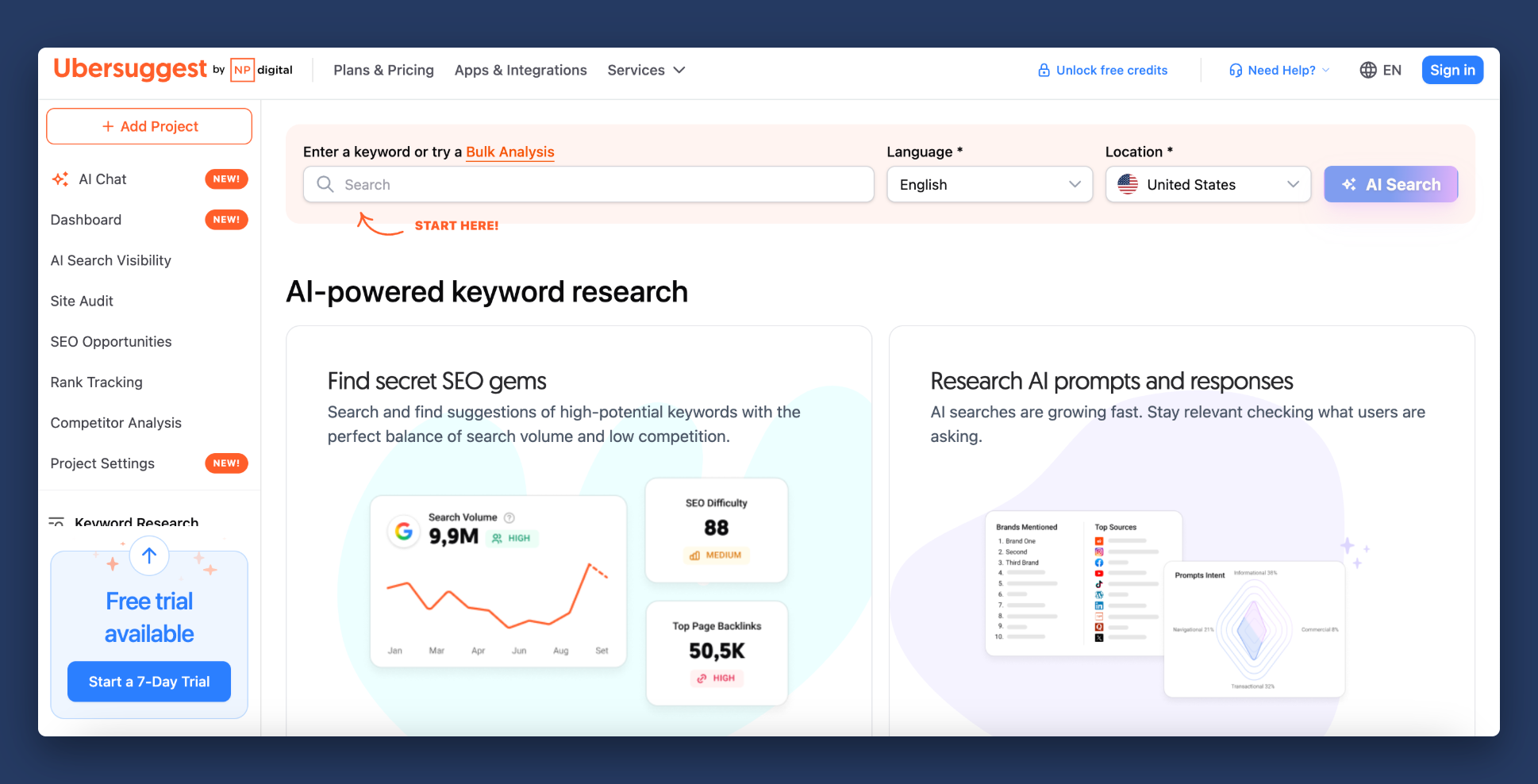Ubersuggest Semrush alternative