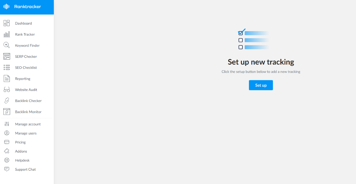 Ranktracker backlink monitoring setup