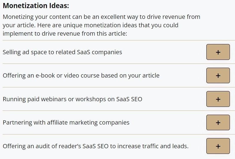 Monetization Ideas