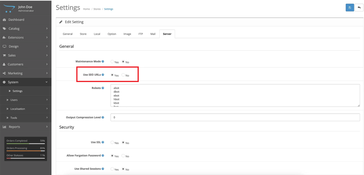 Optimize the URL for each page