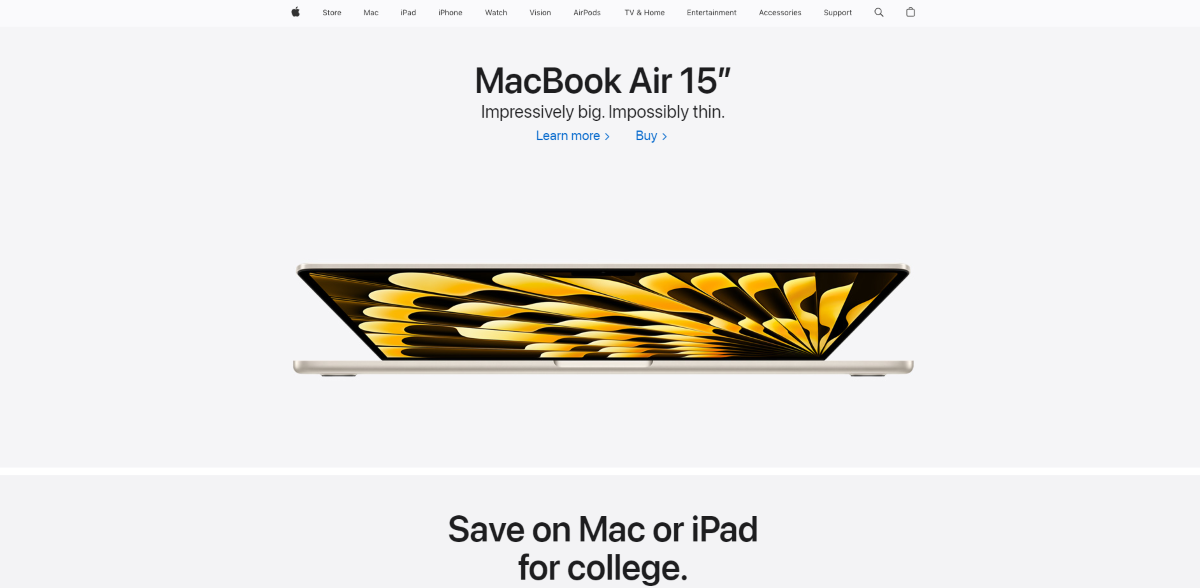 Apple’s homepage design