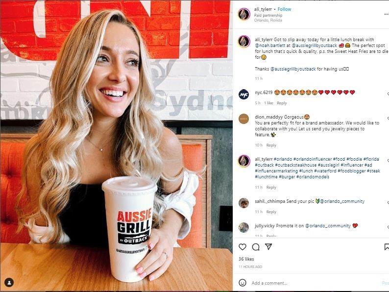 Example of instagram profile