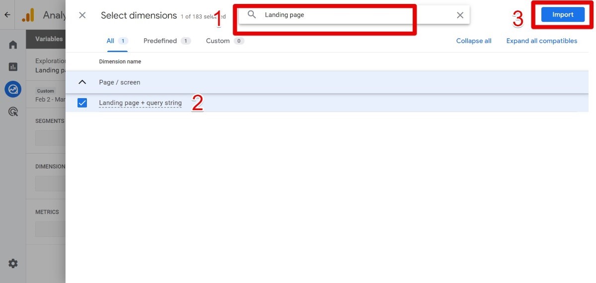 Importing a dimension in explorations