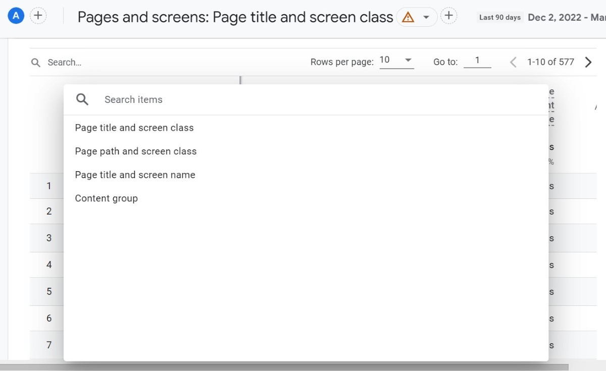 Selecting content group as a dimension
