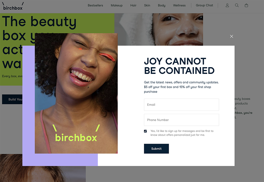 Email sign up form example