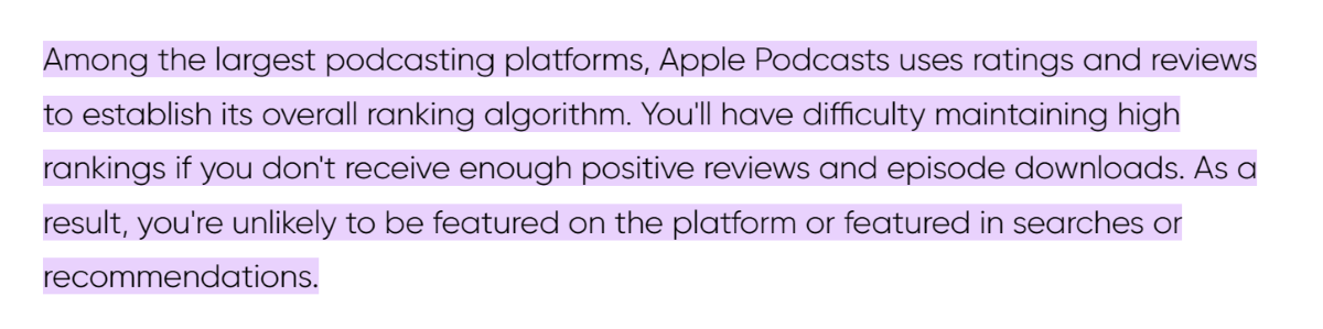 Ask listeners for reviews