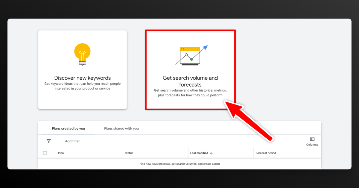 Next, click “Get search volume and forecast.”