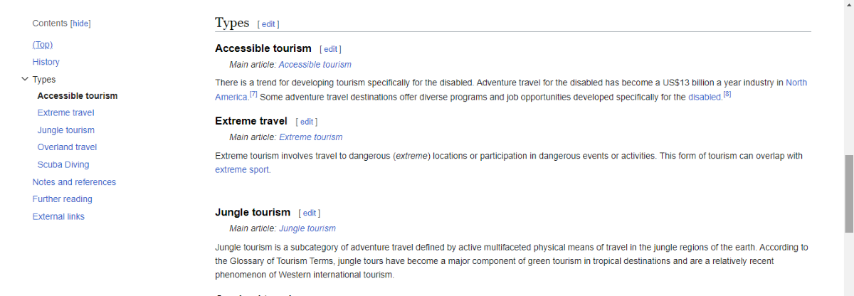Another way to discover subtopics for your topic cluster is to observe the table of content on your main topic in Wikipedia