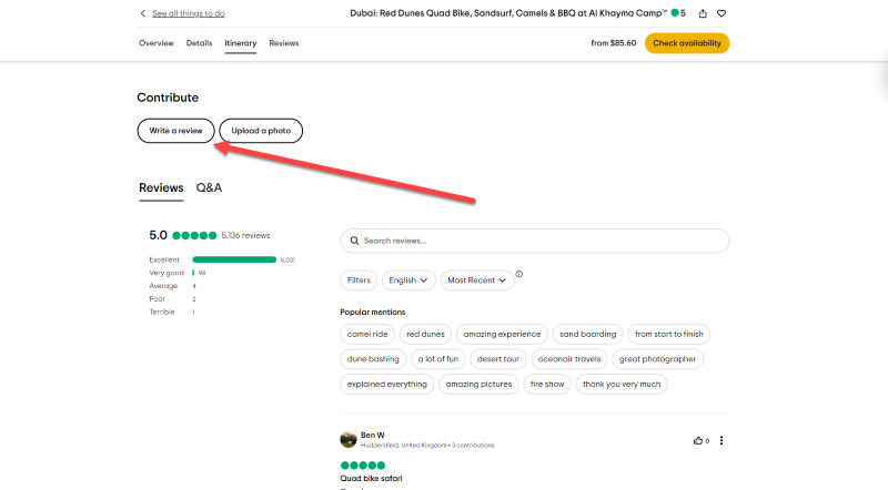 Allow Customers to Write a Review on the Page