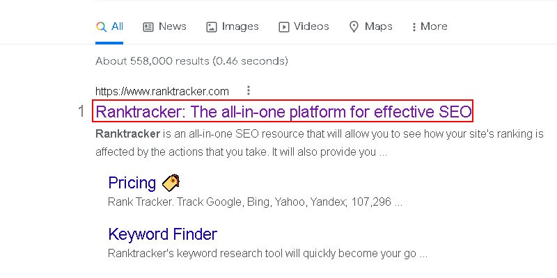 Ranktracker SERP