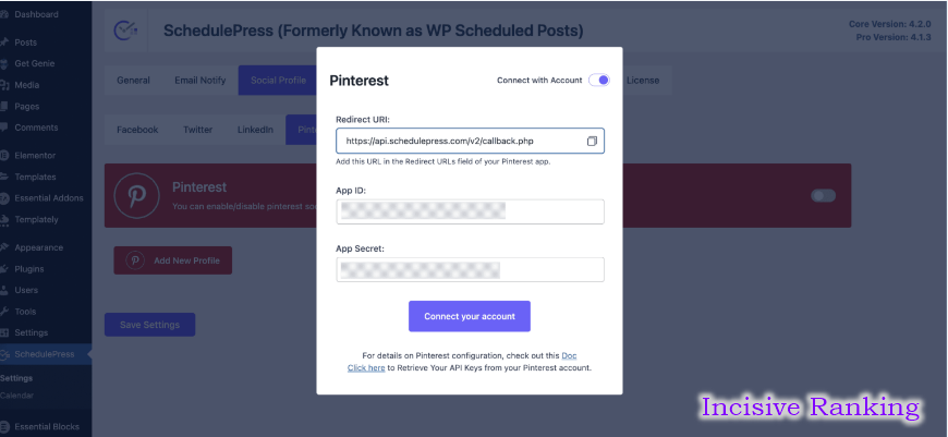 Configure the SchedulePress Social Profile