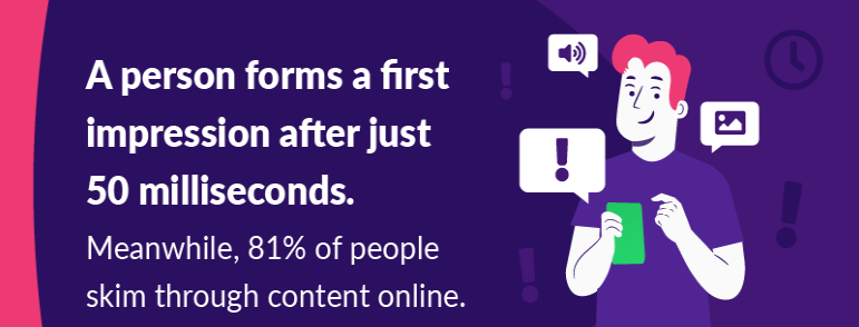 A person forms a first impression after just 50 milliseconds.