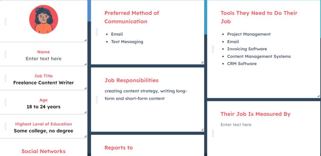 Here's what your audience persona generated from Hubspot's Make My Persona tool looks like