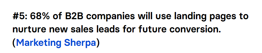 68% of B2B companies will use landing pages to nurture new sales leads for future conversion.