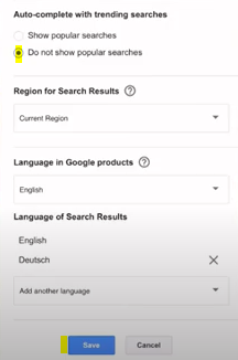 Steps to turn off trending searches in Chrome on an iPhone device