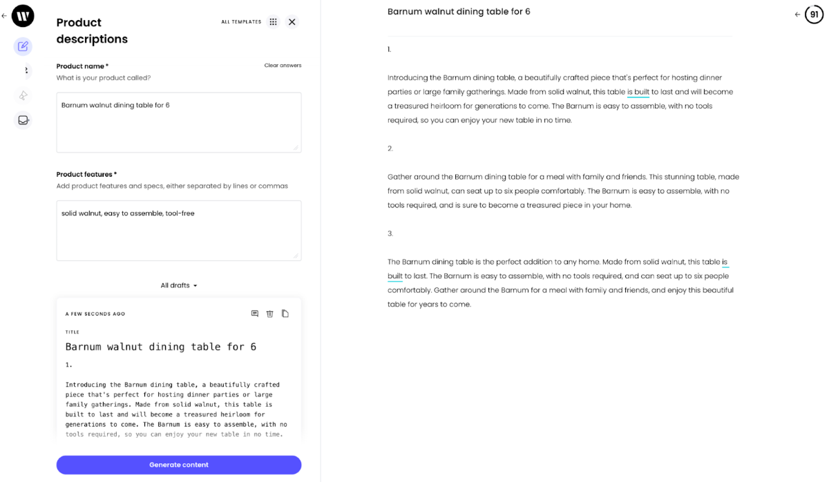 Product descriptions