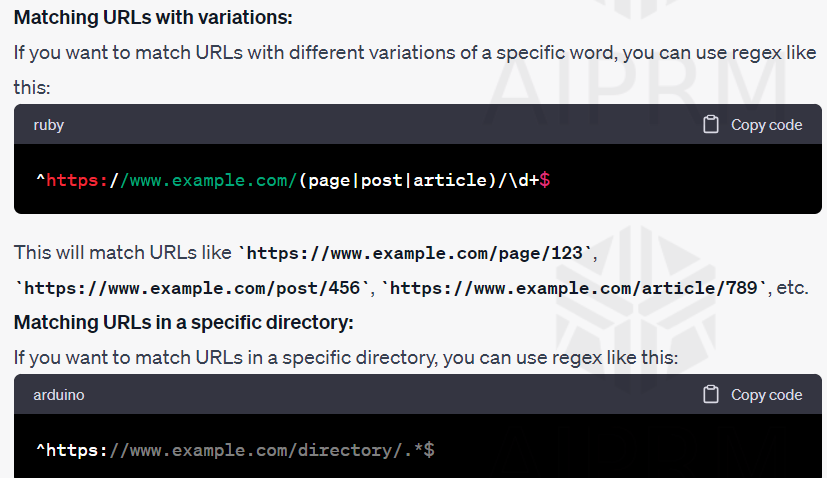 Regular Expressions for search console