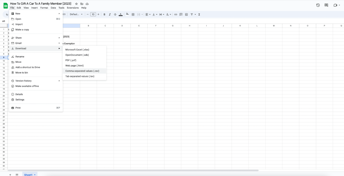 Blog spreadsheet
