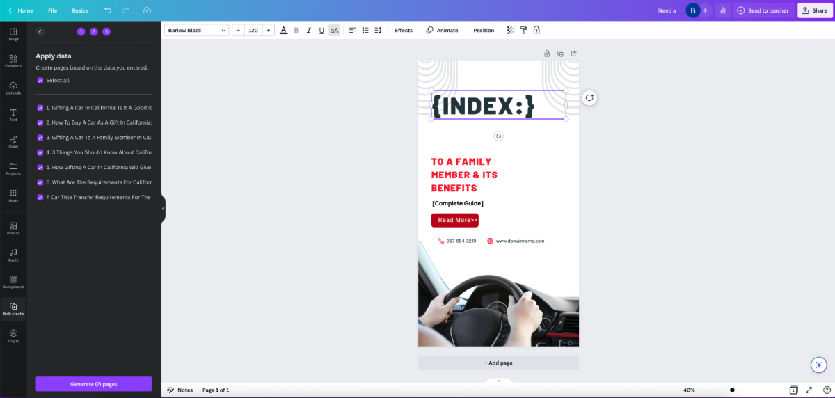 You can create an index slide or image to describe what the user will learn or get