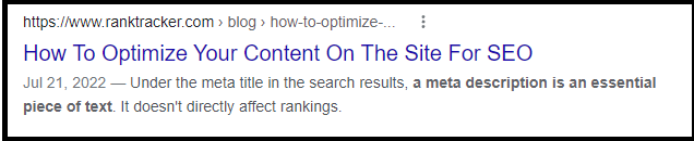 Meta description example - Make it unique