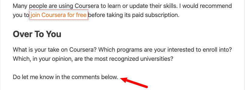 Request Readers to Leave Comments