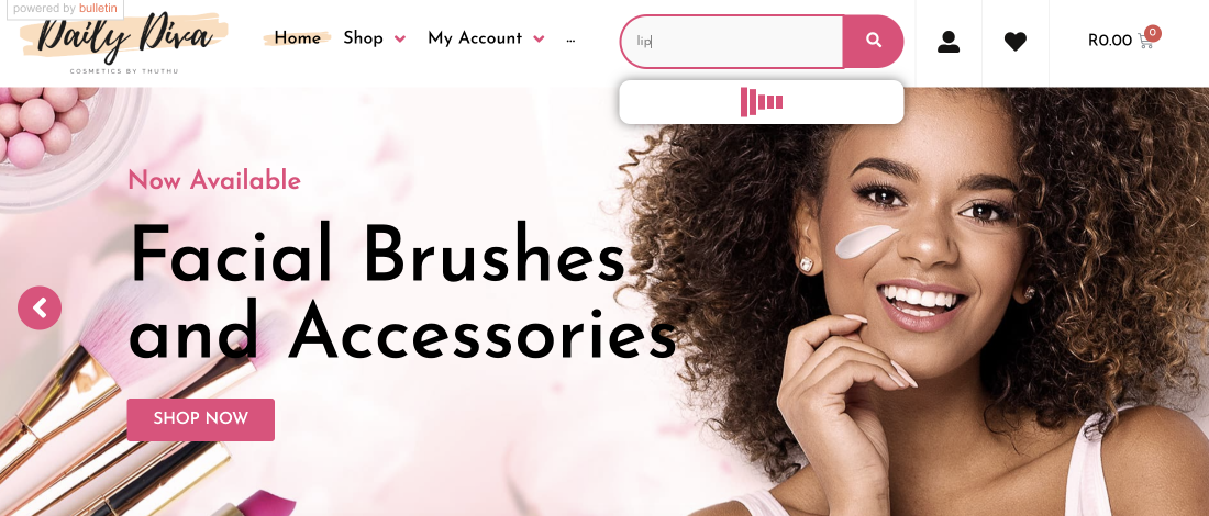 quick search from the homepage