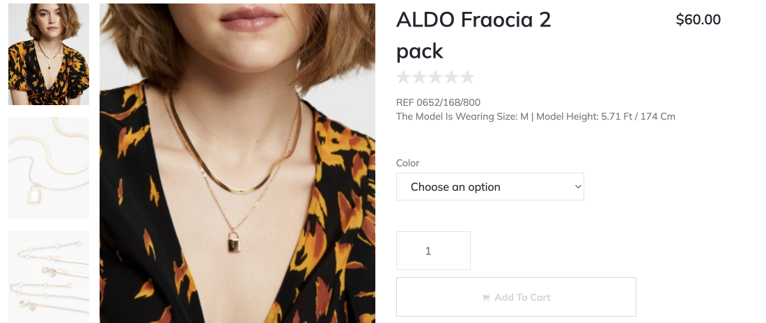 zoom-in feature on a single product page