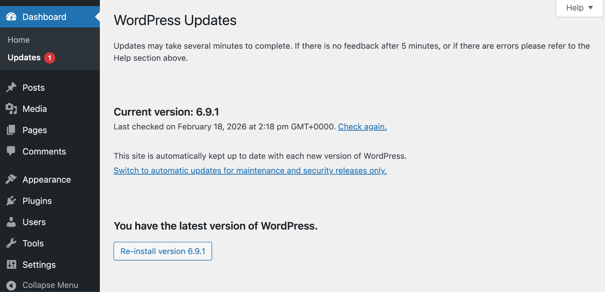 Update WordPress Core