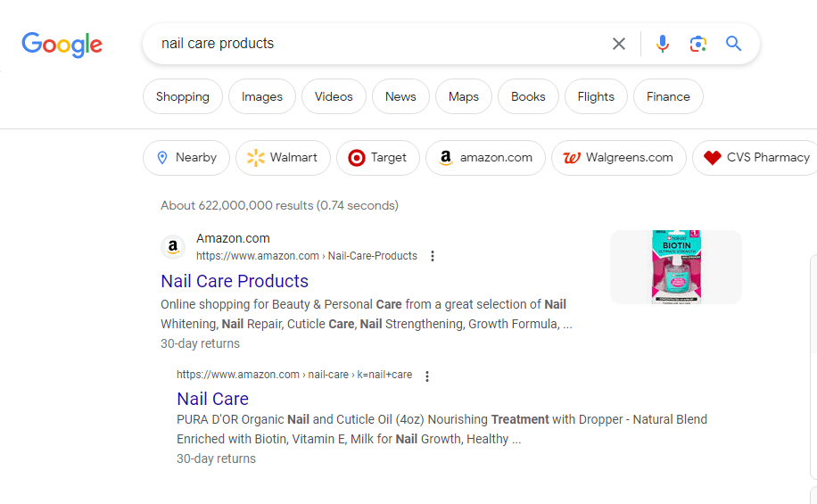 nail care products - SERP Results