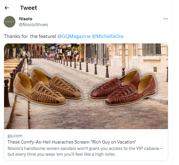 Nisolo’s sandals were recently featured in GQ Magazine