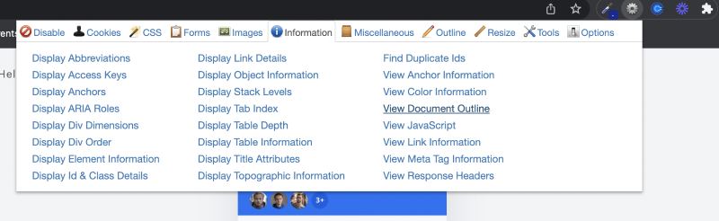 Web Developer Chrome Addon