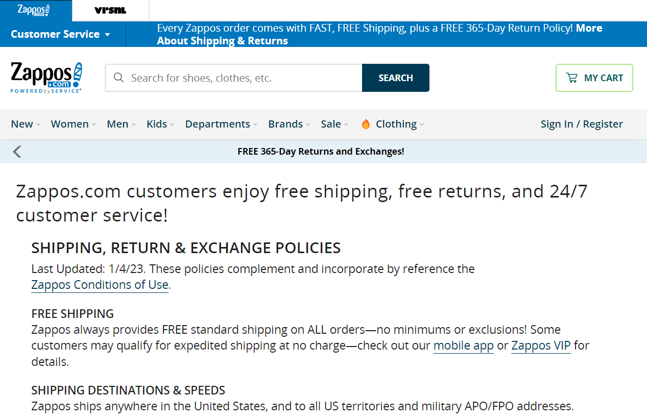 Zappos exceptional customer service